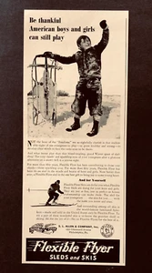 Anuncio de trineo volante flexible 1941 Segunda Guerra Mundial Libertad para jugar impresión vintage AD - Imagen 1 de 2