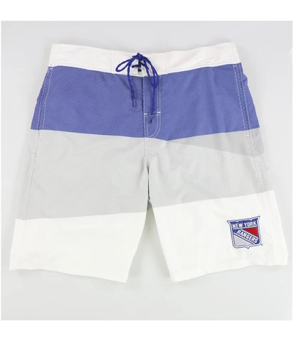G-III Sports Mens New York Rangers Swim Bottom Trunks, White, Large Cover