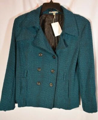 NWOT NY Collection Turquoise Black Women's Size XL Button Front Textured Jacket - Image 1 of 4