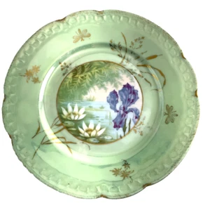 Rosenthal Dessert Plate Carmen Bavaria Hand Painted Iridescent Pond Flowers VTG - Picture 1 of 10