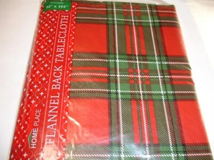 New! Holiday Christmas Classic Plaid Vinyl Tablecloth Kitchen Dining Cloth Ob - Picture 1 of 2