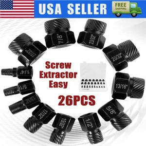 26Pc Damaged Screw Extractor Set Removal Socket Tool for Broken Head Rusted Bolt - Picture 1 of 13