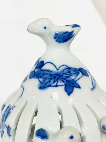 Bird Cage Blue White Porcelain 4 1/2”x 2 1/2” EUC Cover