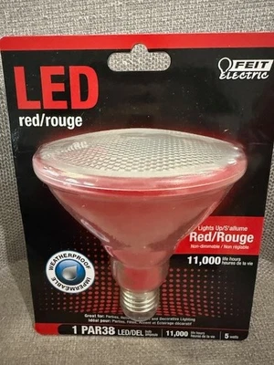 FEIT Electric Red LED Bulb PAR38 E26 Medium 120 Watt Equivalent Weatherproof New - Image 1 of 4