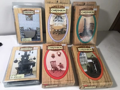 Chrysnbon Lot Of 6  Dollhouse Furniture Kits Tables Wood Stoves Icebox Chairs - Image 1 of 4