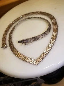 34g Diamondcut Serpentine Chain Necklace Italy Silver 925 Jewelry Vintage 17" - Imagen 1 de 10