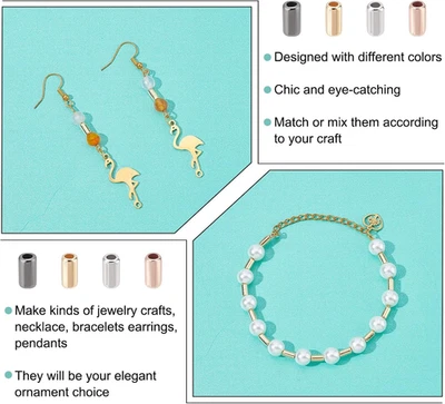 2000 piezas 4 colores pequeños tubos cuentas 5-6 mm plástico espaciador cuentas oro rosa/platino... Foto 1 de 4