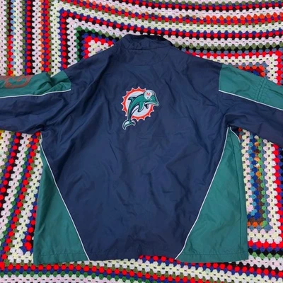 Chaqueta De Colección Miami Dolphins NFL - Azul/Verde azulado - Bordada - Etiquetada XXL Se Ajusta a XL Foto 1 de 4