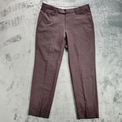 Ermenegildo Zegna Mens Pants 50 R 34 Wool High Performance Burgundy Trousers - Image 1 of 4