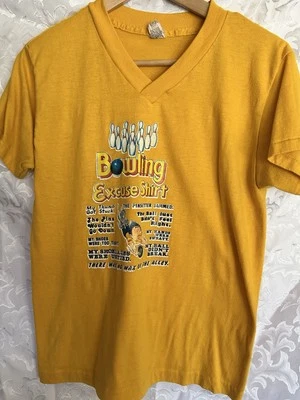 Vintage Bowling Excuse T Shirt 70s 80s Retro Funny Sport Tee Novelty - Изображение 1 из 3