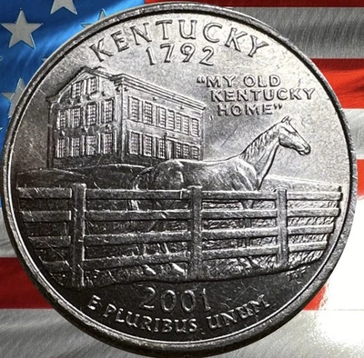 2001 D Kentucky State Quarter Circulated US Mint Collectible 🐎 - Image 1 of 2
