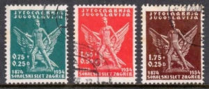 YUGOSLAVIA — SCOTT B43-B45 — 1934 SOKOLS OF ZAGREB SET — USED — SCV $24 - Picture 1 of 2