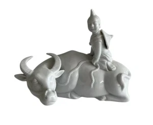 Republic of China Blanc de Chine Dehua kiln porcelain Figurine Water Buffalo Boy - Picture 1 of 11