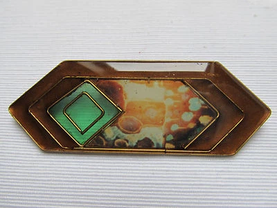 Brosche Bronzedraht Kunstharz Jugendstildekor aus Österreich, Unikat, neu - Bild 1 von 4