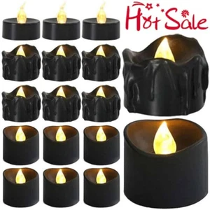 3PCS Black LED Candle Lamp Battery Flameless Tea Light Halloween Party Lamp New - Picture 1 of 18