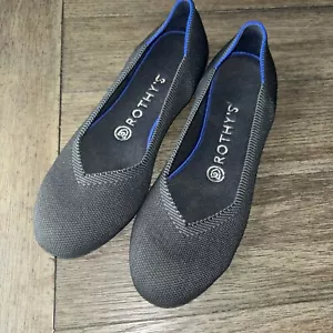Rothys The Flat schwarze Damen-Ballerinas Strick runde Spitze Größe 8 Rennstreifen - Bild 1 von 6