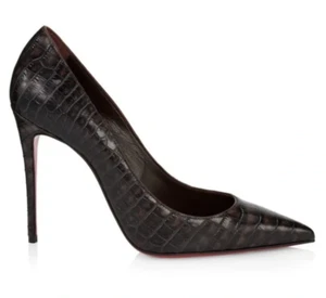 Christian Louboutin Kate 100 Croc Print Brown Leather Pumps Heels, sz 39.5 $895 - Picture 1 of 13
