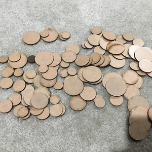 100 Round Bases Laser Cut MDF 25x 50mm, 25x 40mm, 25X 30mm, 25 x 25mm wow!!! - Picture 1 of 1