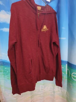 Margaritaville Hoodie Men's L Red Long Sleeve Striped Full Zip Beach - Image 1 of 4