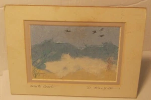 Lovely Small Ocean Collage "WHITE CREST" by D. KNIGHT Matted NO FRAME!!! - Picture 1 of 5
