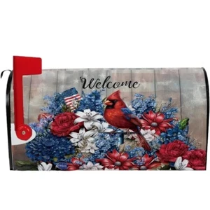 Mail Box Cover Spring Summer Garden Decor Cardinal Magnetic Polyester 18X21" New - Picture 1 of 1