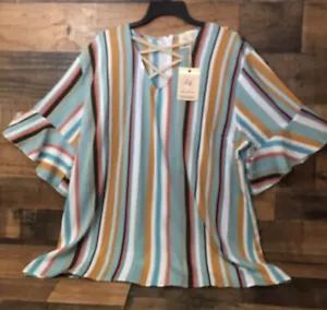 Grace & Emma Boho Top Women 2XL Lightweight Relaxed Fit Comfort Hippie Summer - Picture 1 of 5