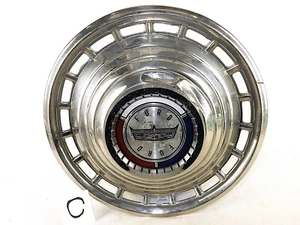 1963 Ford Galaxie Hub Cap, 14", Beveled Rings, Spoked Edge, Fair Condition, #C - Picture 1 of 4