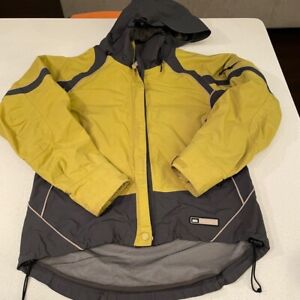 REI Womens Jacket Activewear Jacket Yellow Color Block Mesh Full Zipper Hooded S