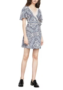 NEW BCBG MAXAZRIA KYLIE PAISLEY-PRINT WRAP DRESS FXW65L97/M985A SIZE L - Picture 1 of 3