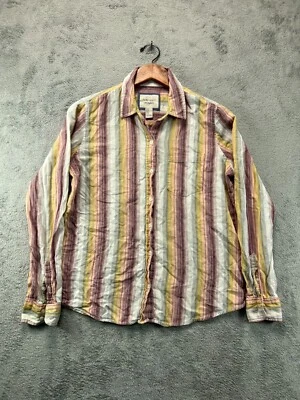 Forever 21 Shirt Womens Medium Pink Stripe Button Up Long Sleeve Top Casual Work - Image 1 of 4