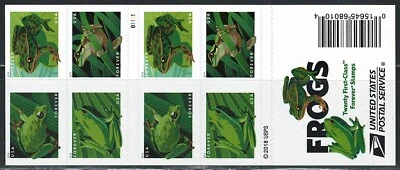 Mint US Frogs Booklet Pane of 20 Forever Stamp Scott# 5398b (MNH) - Image 1 of 2