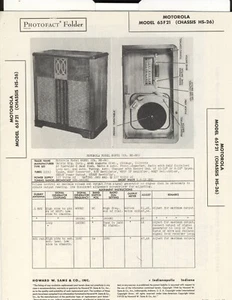 Sams Photofact , Motorola Model 65F21 (Chassis HS-26) , Original Hard Copy - Picture 1 of 1