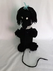 Vintage Mid Century Black Crocheted Poodle Dog Bottle Cover - Picture 1 of 6
