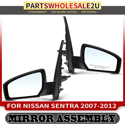 2 件司机和乘客黑色镜面带手动调整适用于日产 Sentra 2007 - 2012 — 第 1/4 张图片