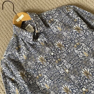 H&M William Morris & Co Shirt Snakeshead Cotton Blend Fabric Size XS - Picture 1 of 8