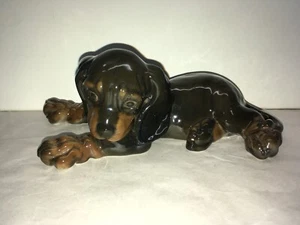 Statuina cucciolo bassotto porcellana Rosenthal vintage 6,5” Germania 1964 – n.2 scuro - Foto 1 di 14