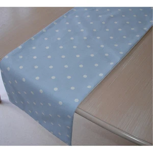 SMALL Coffee Table Runner 4ft Baby Blue White Polka Dots 48" Nursery 120cm - Picture 1 of 3