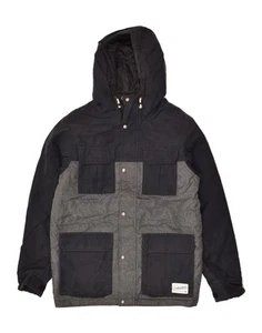 QUIKSILVER Mens Hooded Padded Jacket UK 36 Small Black Colourblock AA04 - Picture 1 of 3