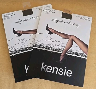 Medias sedosas transparentes pantimedias Lt negras con control superior KENSIE medias de nailon Foto 1 de 4