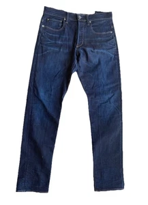 G Star Raw Jeans 3301 Tapered 32x32 Button Fly Blue Dark Wash READ - Picture 1 of 14
