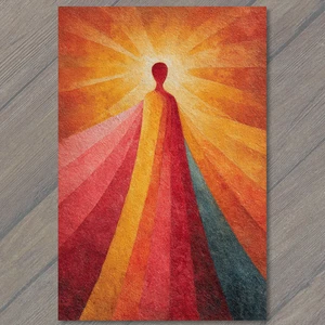 Art Print Radiant Figure Abstract Light Energy Aura Warm Orange Red Yellow Spiri - Picture 1 of 1