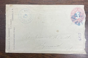 Cubierta de la década de 1860 U S Marshal Concord New Hampshire PM Contocook Village NH - Imagen 1 de 6