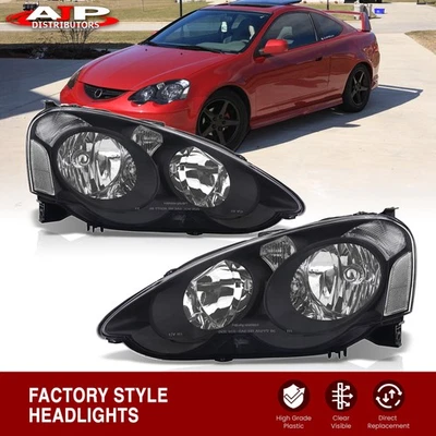 Black Clear Corner OE Style Driving Head Lights Lamps For 2002-2004 Acura RSX - Image 1 of 4