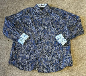 Camicia uomo Sambuca stampa paisley manica lunga con bottoni 100% cotone GRANDE - Foto 1 di 7