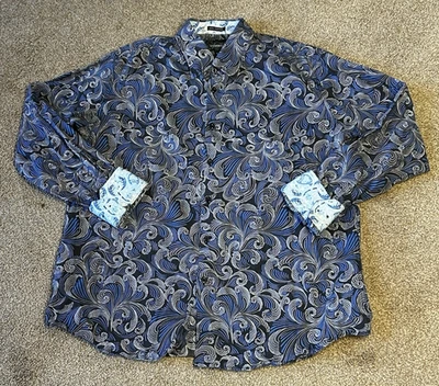 Camisa Sambuca Para Hombre Estampado Paisley Manga Larga Abotonada 100% Algodón GRANDE Foto 1 de 4