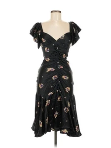 Vintage Betsey Johnson 90 2000 y2K Seide Blumen Midi Slip Kleid Flatter Rüschen 6 Blk - Bild 1 von 5