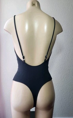 Body Jaunty Negro Sin Mangas Ajustable Straos Tanga Talla Pequeña Nuevo sin Etiquetas  Foto 1 de 4