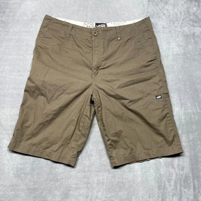 Pantalones Cortos Vans Para Hombre 32 Marrón Cuadros Algodón Bolsillos Cortados Frente Plano Tiro Medio Foto 1 de 4