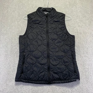 Eddie Bauer Womens Puffer Vest Size Medium Black Quilted Zip Up Jacket Outdoor - Picture 1 of 10