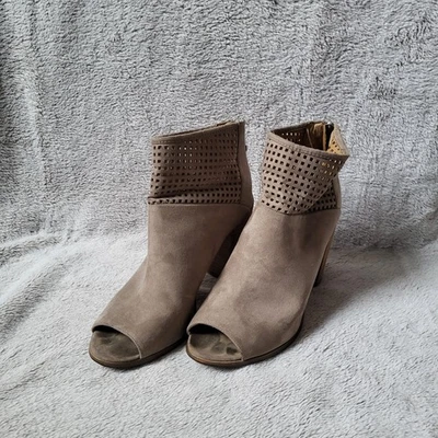 Botines Report Bismarck para mujer 8,5 beige gamuza punta abierta tacón bloque Foto 1 de 4